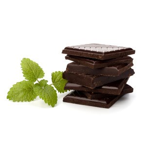 Chocolate bars stack and mint leaf