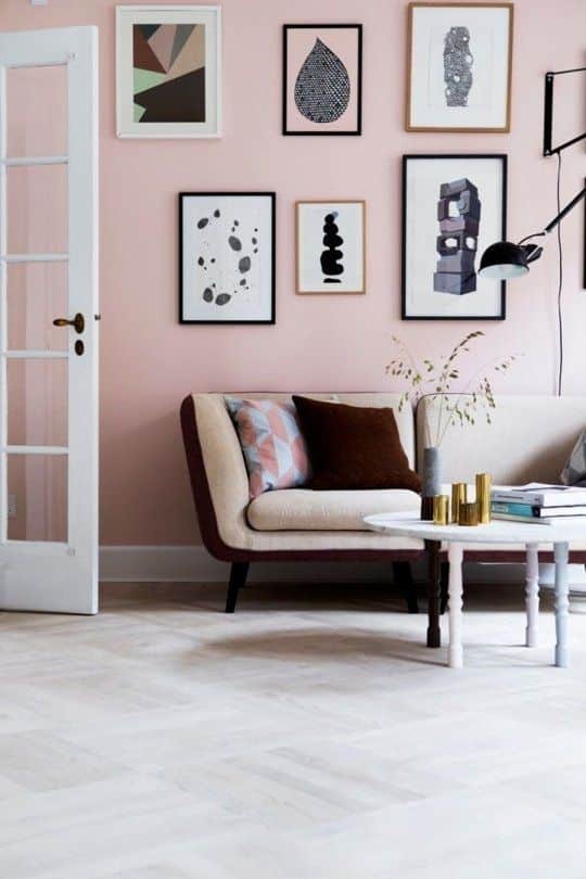 Black accents add edge to a soft pink